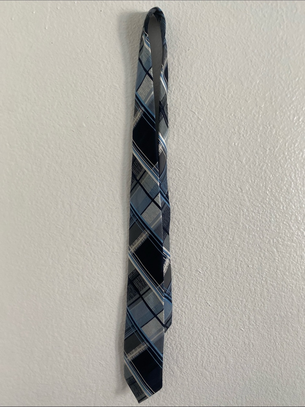 Damo Blue and Gray Plaid Men's Tie